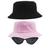 Kit 2 Chapéus Bucket Hat E Óculos De Sol Feminino Gatinho MD-02 Rosa claro