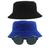 Kit 2 Chapéus Bucket Hat E Oculos De Sol Oval Armação De Metal MD-13 Azul royal