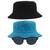 Kit 2 Chapéus Bucket Hat E Oculos De Sol Oval Armação De Metal MD-13 Azul