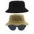 Kit 2 Chapéus Bucket Hat E Oculos De Sol Oval Armação De Metal MD-13 Caqui