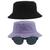 Kit 2 Chapéus Bucket Hat E Oculos De Sol Oval Armação De Metal MD-13 Lilás