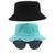 Kit 2 Chapéus Bucket Hat E Oculos De Sol Oval Armação De Metal MD-13 Verde turquesa