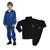 Kit 2 conjuntos casaco e calça esportivo agasalho infantil bebe uniforme inverno de frio peluciado Azul claro, Preto