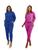 Kit 2 Conjuntos Femininos Malha Tricot Longo Moda Inverno Azul royal, Fucsia