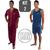 Kit 2 Conjuntos Pijama Masculino Plus Size Verão Manga Curta E Calça + Regata E Short Vinho, Azul