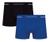 Kit 2 Cueca Box Boxer Microfibra Selene Masculina Original Preta com royal