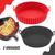 Kit 2 Forma de Silicone para Air Fryer Cesto Fritadeira Elétrica Micro-Ondas Forno Reutilizável 18 Cm Vermelho e Cinza