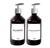 Kit 2 Frasco Pet Ambar 500ml Decoração Minimalista Banheiro Sabonete Liquido Shampoo Condicionador c/ Válvula Pump  Pote Etq. B - V. Prata - F. Amb