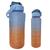 Kit 2 Garrafas Galão Água 2L e 700ml Squeeze Antivazamento Grande Treino Academia Motivacional 2 litros Fitness Degradê Azul, Laranja