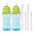 Kit 2 garrafinhas fresh buba infantil 300 ml com 2 canudos retrátil silicone extra Azul