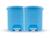Kit 2 Lixeiras Rattan C/ Tampa Abertura Pedal Plástico Capacidade de 6 Litros Para Cozinha Escritório Azul Bebê