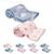 Kit 2 mantinhas cobertor infantil soninho do bebe poliéster pelucia macia aconchegante buba Ovelhinha Azul-Estrelinha Rosa