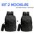 Kit 2 Mochilas Escolar Feminina Reforçada Impermeável Nylon Faculdade Estilosa - Cores Preto