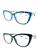 Kit 2 Óculos De Leitura +1.00 +4.00 Gatinha Modelo Feminino XM2060 Preto, Azul tartaruga