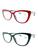 Kit 2 Óculos De Leitura +1.00 +4.00 Gatinha Modelo Feminino XM2060 Preto, Vermelho