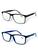 Kit 2 Óculos De Leitura Com Grau e Sem Grau Quadrado 1.00 Até 4.00 Perto Descanso 2023164 Preto cristal, Preto azul