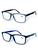 Kit 2 Óculos De Leitura Com Grau e Sem Grau Quadrado 1.00 Até 4.00 Perto Descanso 2023164 Preto azul, Cinza fosco
