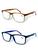 Kit 2 Óculos De Leitura Com Grau e Sem Grau Quadrado 1.00 Até 4.00 Perto Descanso 2023164 Marrom cristal, Preto azul
