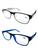 Kit 2 Óculos Para Leitura Com Grau Cristal +1.00 Até +4.00 - REF 001 Preto, Azul