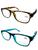 Kit 2 Óculos Para Leitura Com Grau Cristal +1.00 Até +4.00 - REF 001 Tartaruga, Verde agua