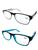 Kit 2 Óculos Para Leitura Com Grau Cristal +1.00 Até +4.00 - REF 001 Preto, Verde agua