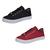 Kit 2 Pares De Tenis Feminino Adulto Casual Confortavel Dia a Dia TCA Preto, Vermelho