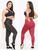 Kit 2 Peças Calça Legging Feminina Cintura Alta Cirre 3D Academia Fitness Preto vinho