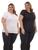 Kit 2 Peças - Camiseta Feminina Dry Fit Plus Size Poliester Academia Preto, Branco