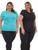 Kit 2 Peças - Camiseta Feminina Dry Fit Plus Size Poliester Academia Preto, Verde tifanny