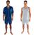 Kit 2 Pijamas Masculino Adulto Curto Camisa e Short + Regata E Short Azul, Cinza