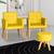 Kit 2 Poltronas cadeira com Sala de Estar Puff decorativa para Sala de Estar Recepção manicure escritório pés palito resistente Amarelo