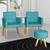 Kit 2 Poltronas cadeira com Sala de Estar Puff decorativa para Sala de Estar Recepção manicure escritório pés palito resistente Azul-Agua