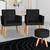 Kit 2 Poltronas cadeira com Sala de Estar Puff decorativa para Sala de Estar Recepção manicure escritório pés palito resistente Preto