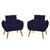 KIT 2 Poltronas Cadeiras para Sala Quarto  JL Decor Azul Marinho
