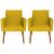 Kit 2 Poltronas Decorativa para Sala Cadeira Estofada Resistente Escritório Recepção Sala de estar manicure Pés palito de madeira Amarelo