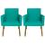 Kit 2 Poltronas Decorativa para Sala Cadeira Estofada Resistente Escritório Recepção Sala de estar manicure Pés palito de madeira Azul-Tiffany