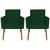 Kit 2 Poltronas Decorativa para Sala Cadeira Estofada Resistente Escritório Recepção Sala de estar manicure Pés palito de madeira Verde-Musgo