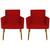 Kit 2 Poltronas Decorativa para Sala Cadeira Estofada Resistente Escritório Recepção Sala de estar manicure Pés palito de madeira Vermelho