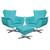 Kit 2 Poltronas Decorativas Base Giratória Cromada com Puff Opla Suede Azul Tiffany- Ibiza Azul Tiffany