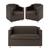 Kit + 2 Poltronas Decorativas + Namoradeira 2 Lugares Marrom