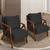 Kit 2 Poltronas Decorativas Para Sala Cadeira Reforçada Shine Madeira Maciça Suede Preto