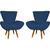 Kit 2 poltronas decorativas para sala emilia suede azul marinho pé castanho Azul Marinho