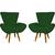 Kit 2 poltronas decorativas para sala emilia suede verde pé castanho Verde