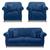 Kit 2 Poltronas e Sofá Living 2 Lugares 1,60m Vênus Suede Pés Castanho - Pallazio Azul Marinho