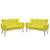 Kit 2 Poltronas Namoradeiras Decorativas Beta Suede Amarelo Aradecor Amarelo