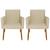 Kit 2 Poltronas para Sala Decorativa Cadeira Estofada Resistente Escritório Recepção Sala de estar manicure Pés palito de madeira Bege