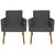 Kit 2 Poltronas para Sala Decorativa Cadeira Estofada Resistente Escritório Recepção Sala de estar manicure Pés palito de madeira Cinza