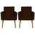 Kit 2 Poltronas para Sala Decorativa Cadeira Estofada Resistente Escritório Recepção Sala de estar manicure Pés palito de madeira Marrom