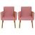 Kit 2 Poltronas para Sala Decorativa Cadeira Estofada Resistente Escritório Recepção Sala de estar manicure Pés palito de madeira Rosa
