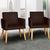 Kit 2 Poltronas para Sala Estofada Decorativa Cadeira Resistente Escritório Recepção Sala de estar manicure Pés palito de madeira Sala de Espera  Marrom